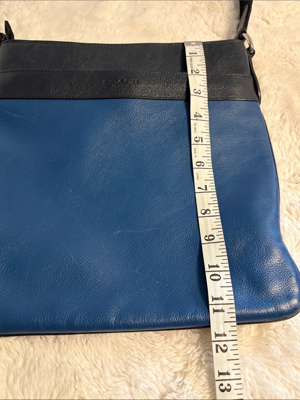 Coach Two-Tone Blue and Black Leather Messenger Bag